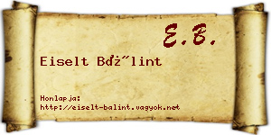 Eiselt Bálint névjegykártya